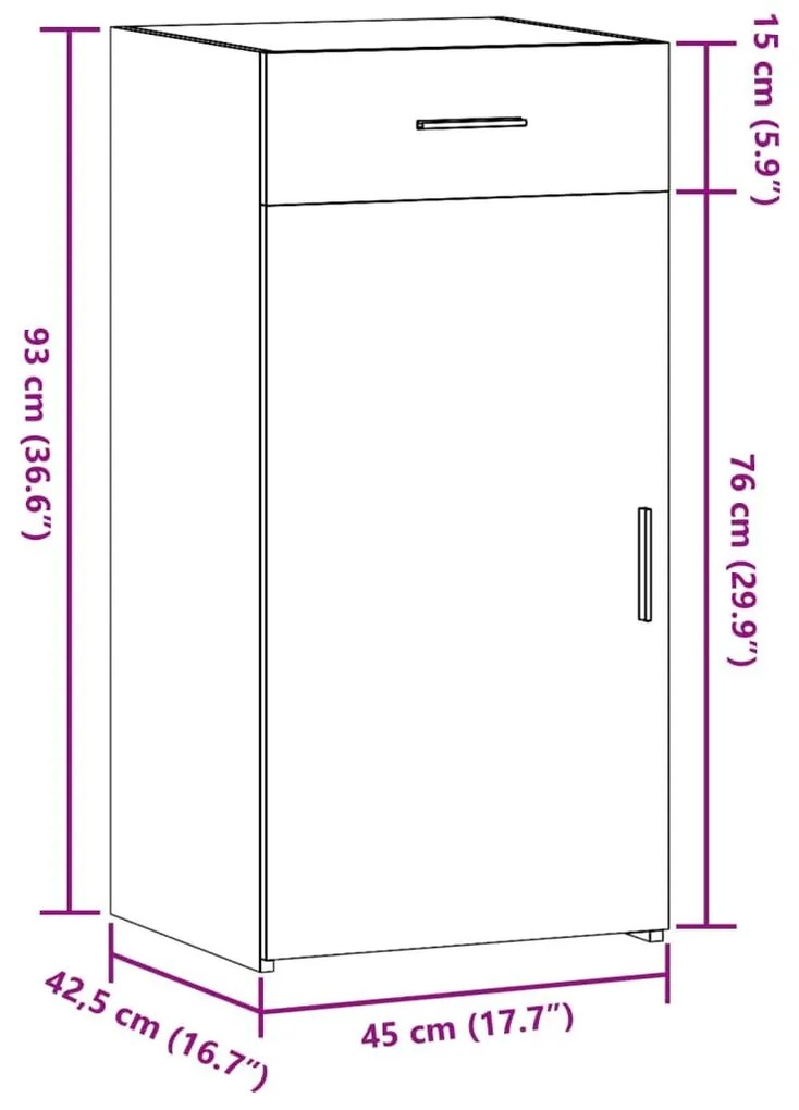 Ντουλάπι Καφέ Δρυς 45x42,5x93 εκ. Επεξεργασμένο Ξύλο - Καφέ