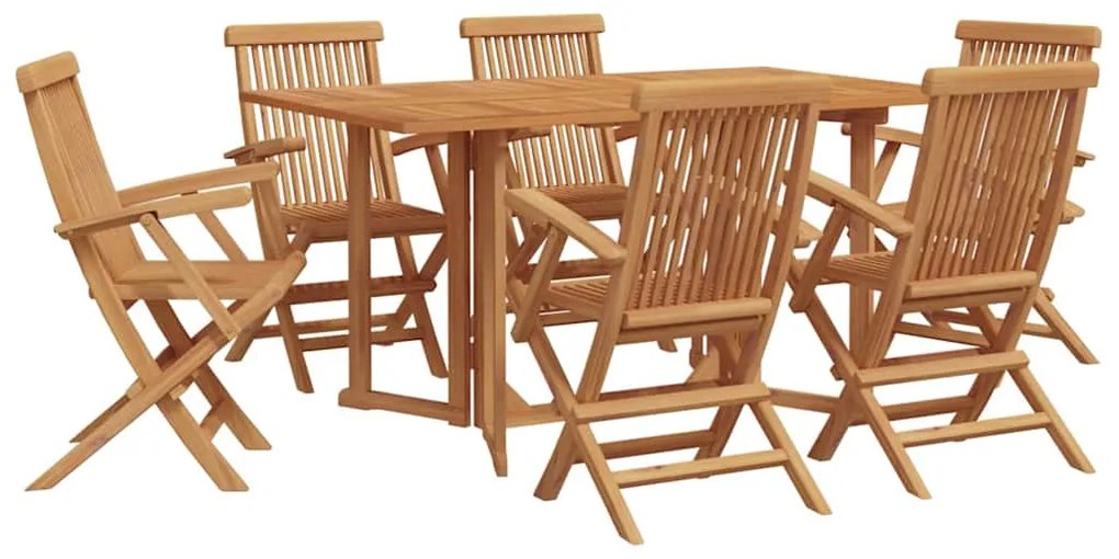 vidaXL Σέτ φαγητού για κήπο 7 pcs Καφέ 150 x 90 x 75 cm