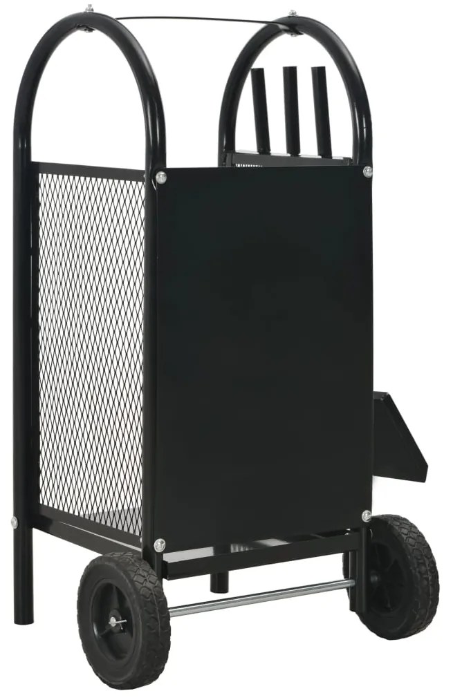 vidaXL Καρότσι Μεταφοράς Καυσόξυλων Μαύρο 30 x 35 x 81 εκ. Ατσάλινο