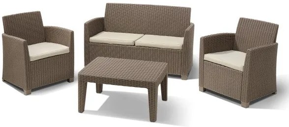 Σετ Κήπου 4τμχ Wicker Corona Lounge Set Cappuccino