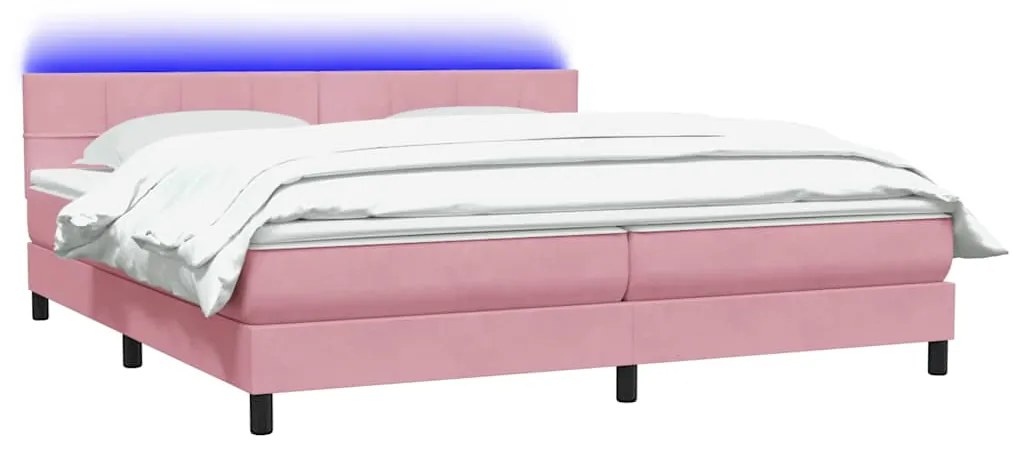 vidaXL Κρεβάτι Boxspring με Στρώμα Ροζ 180x210 εκ. Βελούδινο