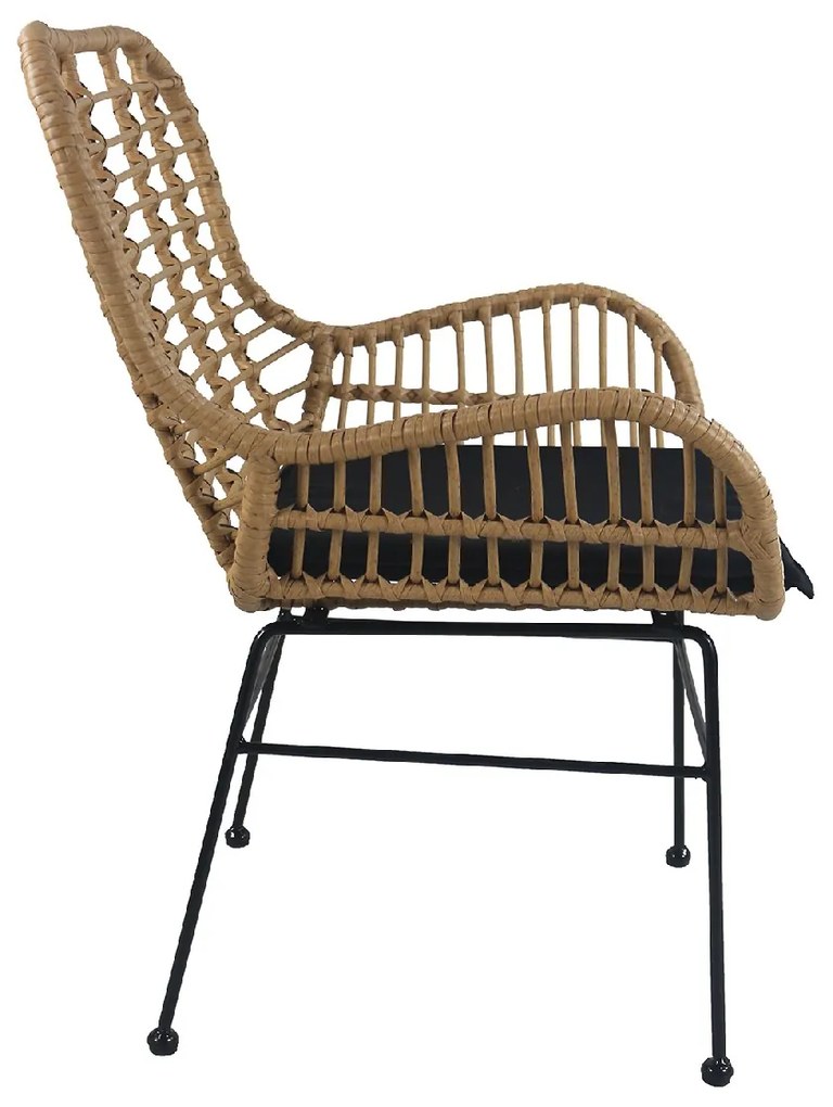 ΚΑΡΕΚΛΑ ΚΗΠΟΥ ARTELIBRE ABUDIUS ΦΥΣΙΚΟ/ΜΑΥΡΟ ΜΕΤΑΛΛΟ/RATTAN 60X60X85CM