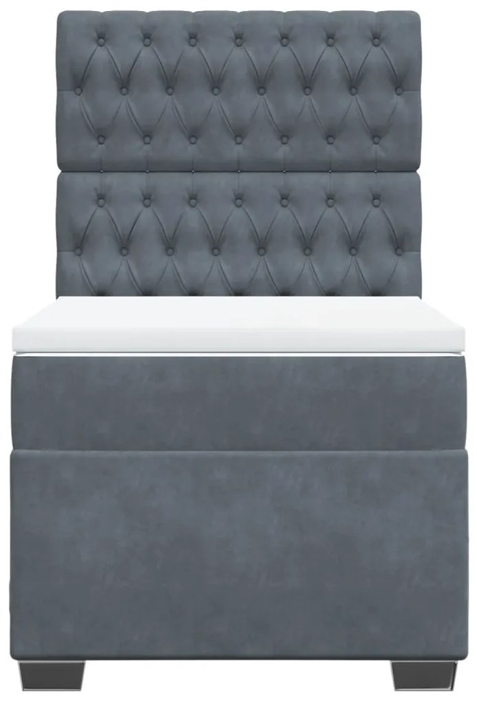 vidaXL Κρεβάτι Boxspring με Στρώμα Σκούρο Γκρι 100x200 εκ. Βελούδινο