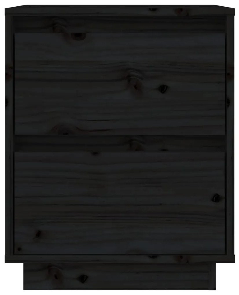 vidaXL Κομοδίνα 2 τεμ. Μαύρα 40 x 35 x 50 εκ. από Μασίφ Ξύλο Πεύκου