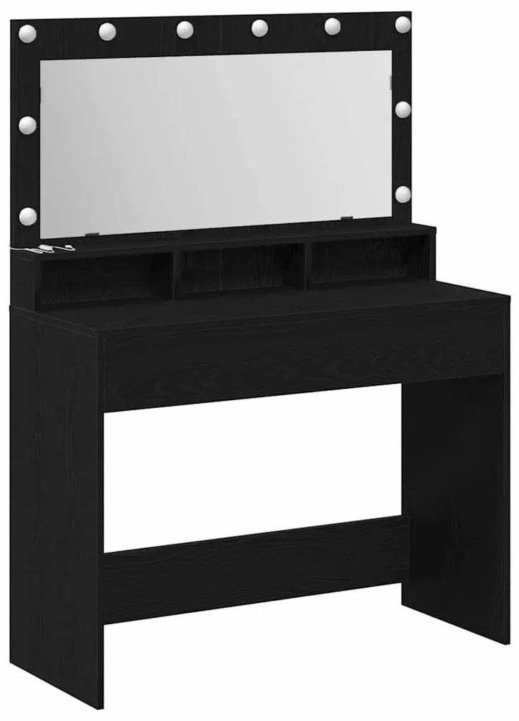 vidaXL Τραπέζι Μακιγιάζ με ράφι Μαύρη δρυς 100 x 41 x 135 εκ.