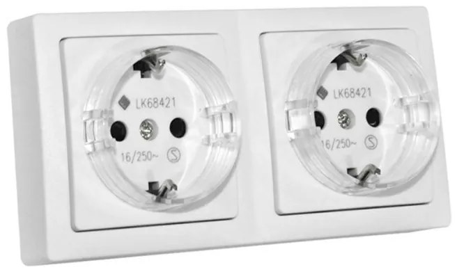 Πρίζα Σούκο Διπλή 16Α Λευκό Επίτοιχη 13-36501223 Lumen-13-36501223-Λευκό 13-36501223
