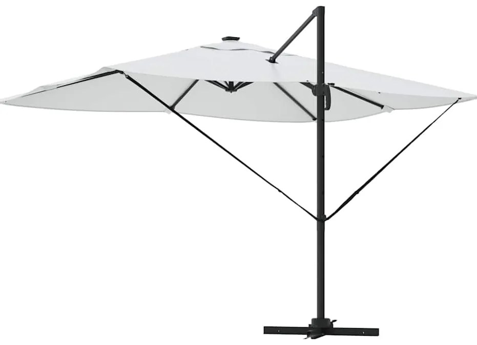 vidaXL Ομπρέλα ηλίου με φώτα λωρίδας LED Άμμος 352 x 251 x 265 εκ.