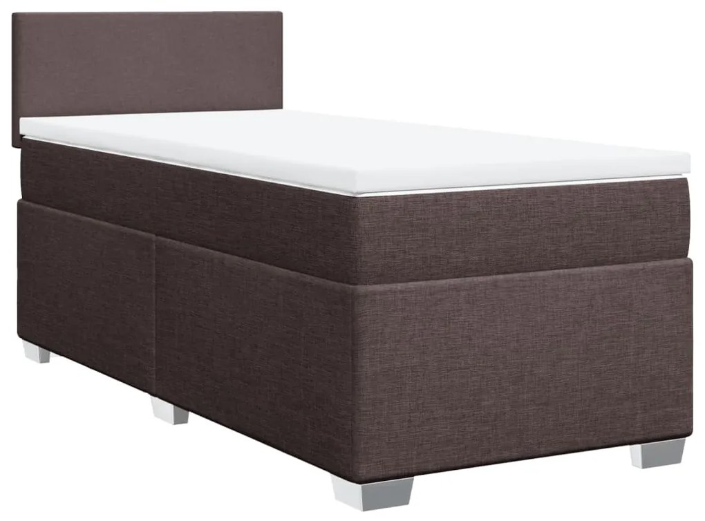 vidaXL Κρεβάτι Boxspring με Στρώμα Σκούρο Καφέ 90x200 εκ. Υφασμάτινο