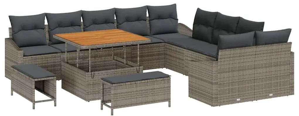 vidaXL Σετ Καναπέ Κήπου με μαξιλάρι 13 pcs Ανοιχτό Γκρι, Σκούρο Γκρι