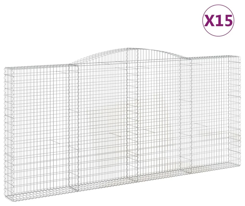 vidaXL Συρματοκιβώτια Τοξωτά 15 τεμ. 400x30x180/200 εκ. Γαλβαν. Ατσάλι