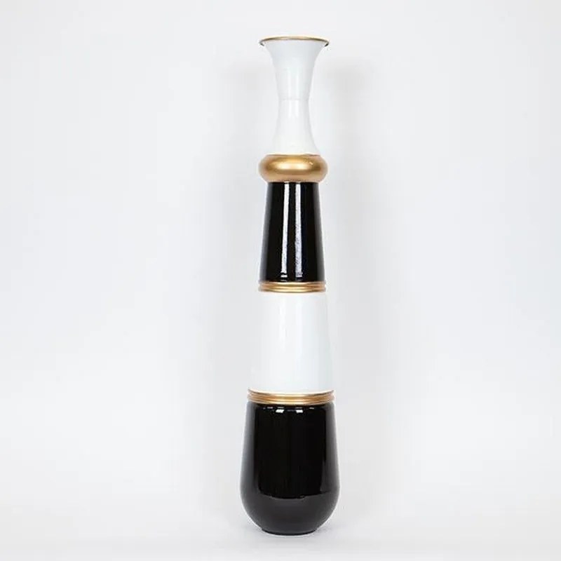 Βάζο Επιδαπέδιο Μεταλλικό 752-22015 17x17x81.5cm Gold-Black-White Estheti Home Metal