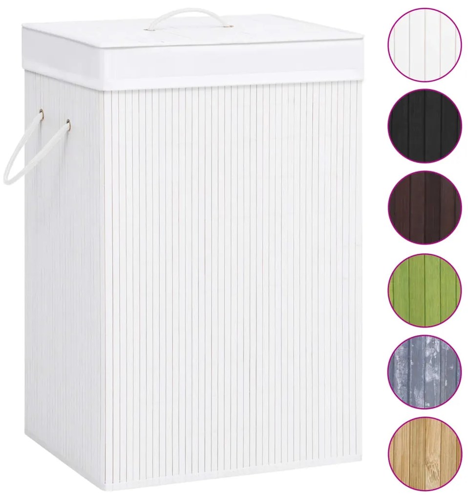 vidaXL Καλάθι Άπλυτων με 1 Τμήμα Λευκό από Μπαμπού