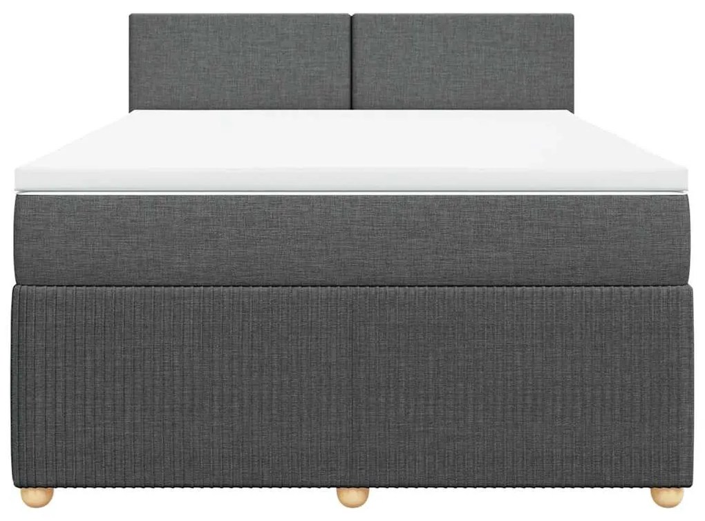 vidaXL Κρεβάτι Boxspring με Στρώμα Σκούρο Γκρι 140x190 εκ. Υφασμάτινο
