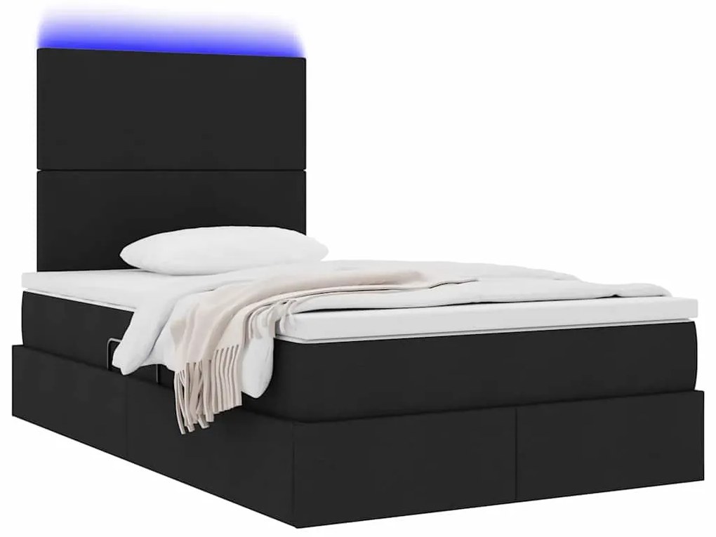 vidaXL Κρεβάτι με αποθηκευτικό χώρο και LED Μαύρο 120 x 200 cm