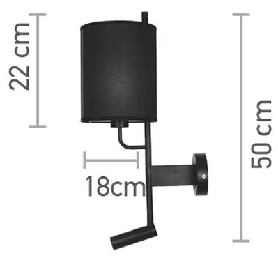 Επιτοίχιο φωτιστικό LED 3W 3000K και 1ΧΕ27 σε λευκή απόχρωση με υφασμάτινο καπέλο (43028-WH) - Μέταλλο - 43028-WH