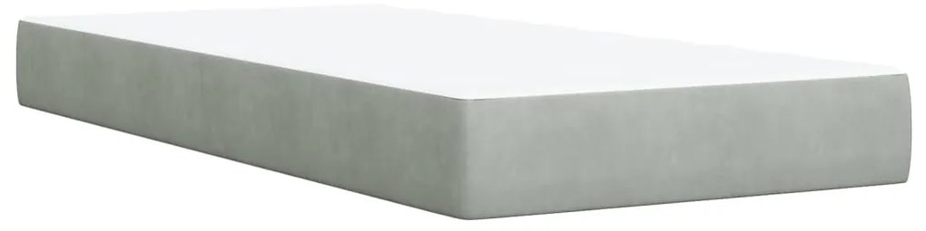 vidaXL Κρεβάτι Boxspring με Στρώμα Ανοιχτό Γκρι 90x200 εκ. Βελούδινο