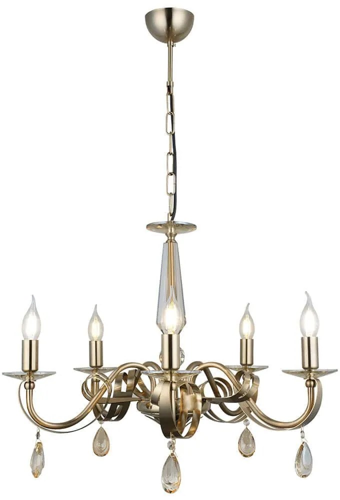 Φωτιστικό Οροφής - Πολυέλαιος Castro 341LCA1143 62x95cm 5xE14 40W Gold Opviq