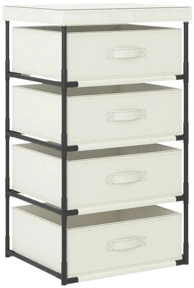 Ραφιέρα Αποθήκευσης Κρεμ Ατσάλινη με 4 Υφασμάτινα Καλάθια