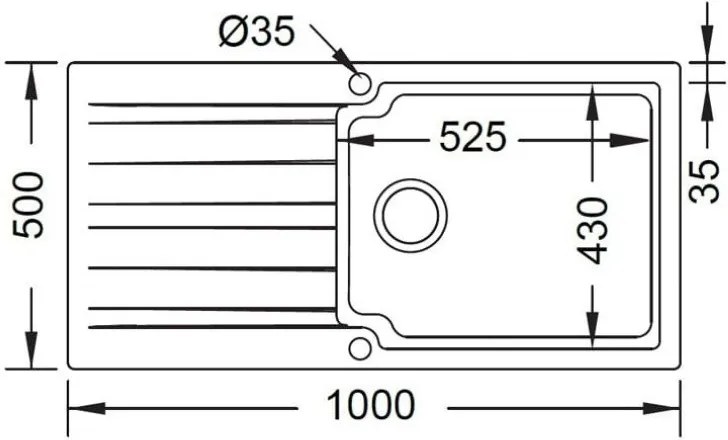 Νεροχύτης Ένθετος Duralit KS105 Μονός-Leuko