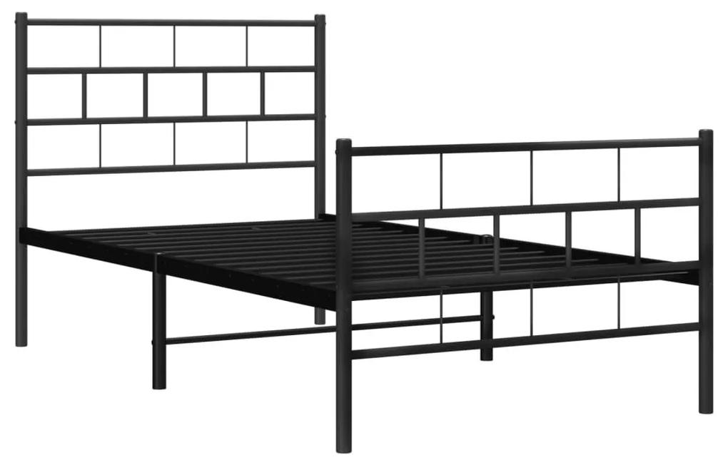 Πλαίσιο Κρεβατιού με Κεφαλάρι&amp;Ποδαρικό Μαύρο 100x200εκ. Μέταλλο - Μαύρο