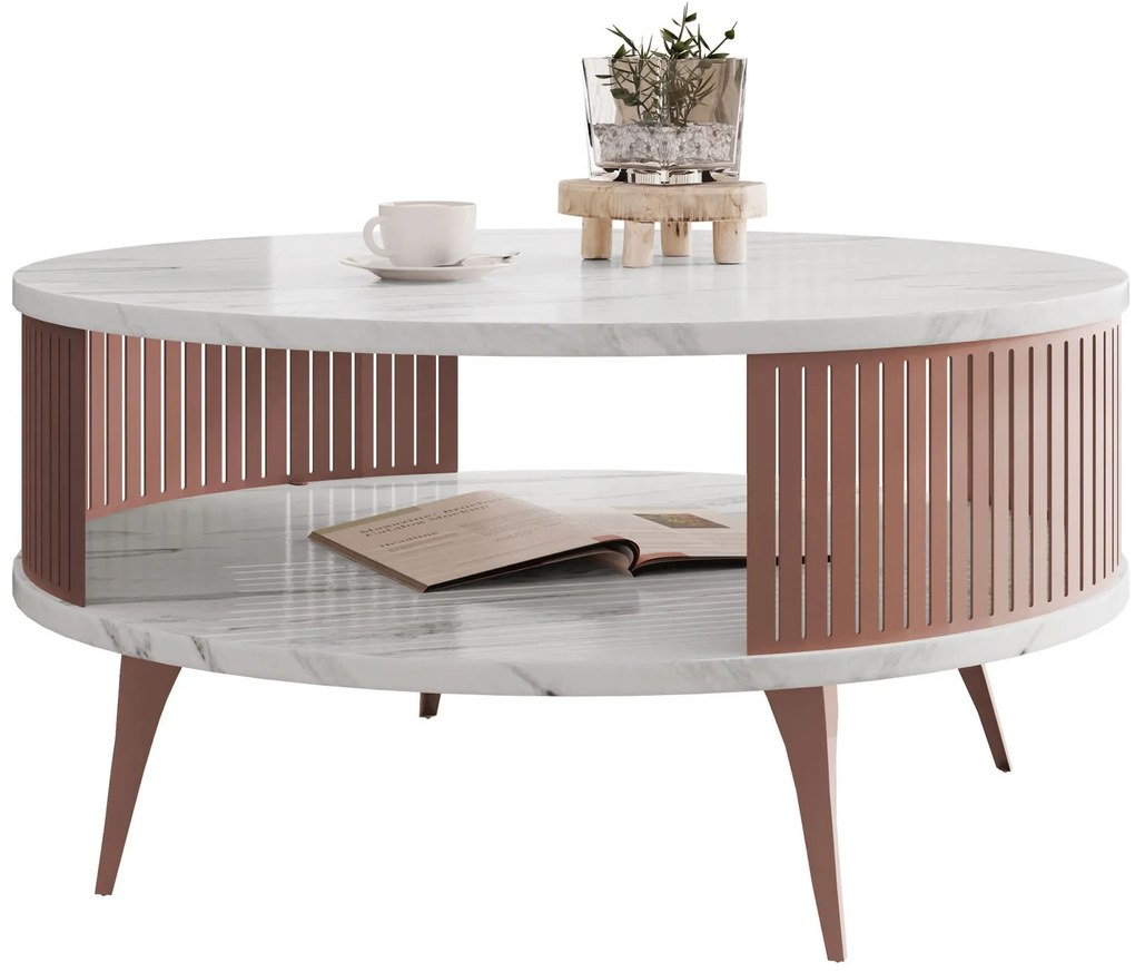 Τραπεζάκι σαλονιού Roenni Ember-Leuko Marmaro