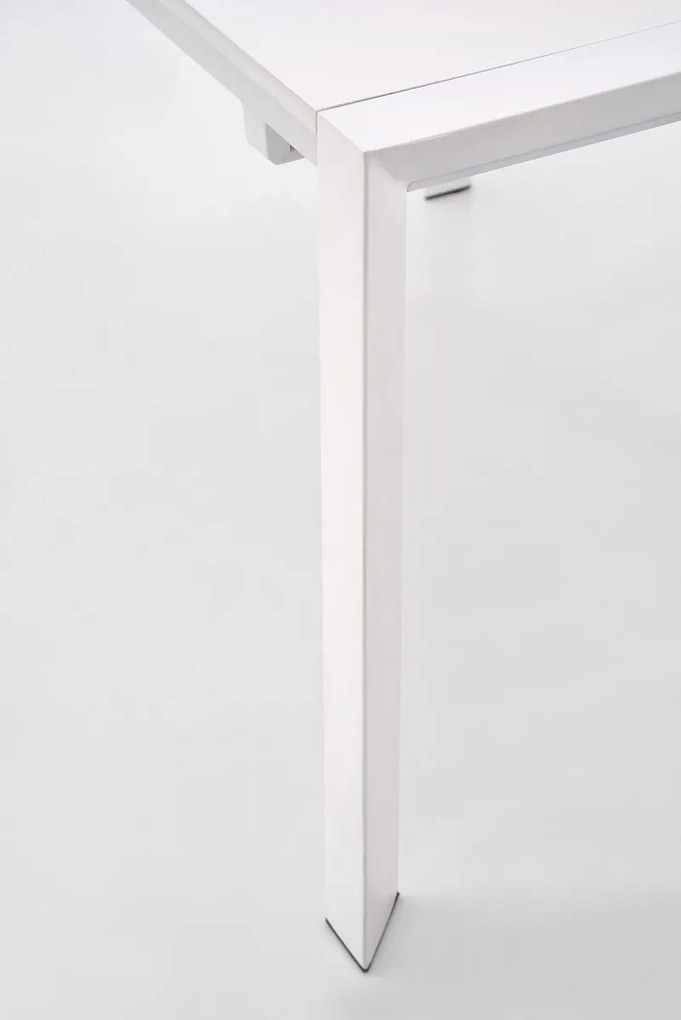Τραπέζι Houston 124, Γυαλιστερό λευκό, 76x80x130cm, Επιμήκυνση, Ινοσανίδες μέσης πυκνότητας, Μέταλλο
