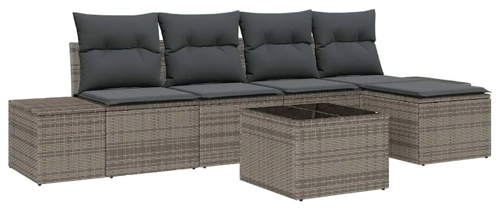 vidaXL Σετ Καναπέ Κήπου 6 pcs Ανοιχτό γκρι Πολυ rattan, βαμμένο ατσάλι