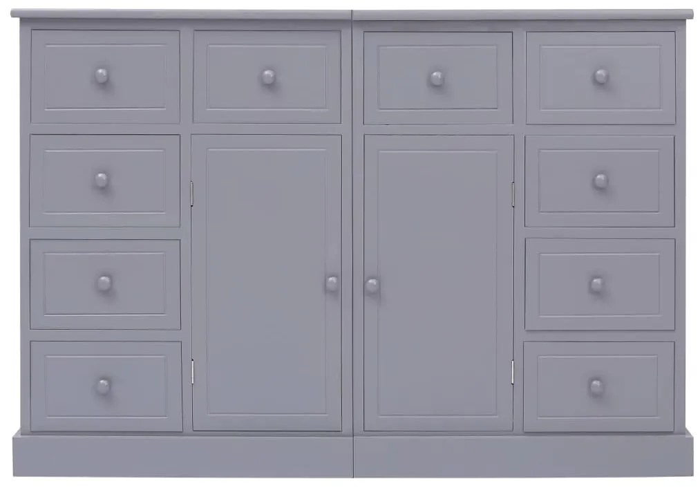 vidaXL Ντουλάπι με 10 Συρτάρια Γκρι 113 x 30 x 79 εκ. από Ξύλο