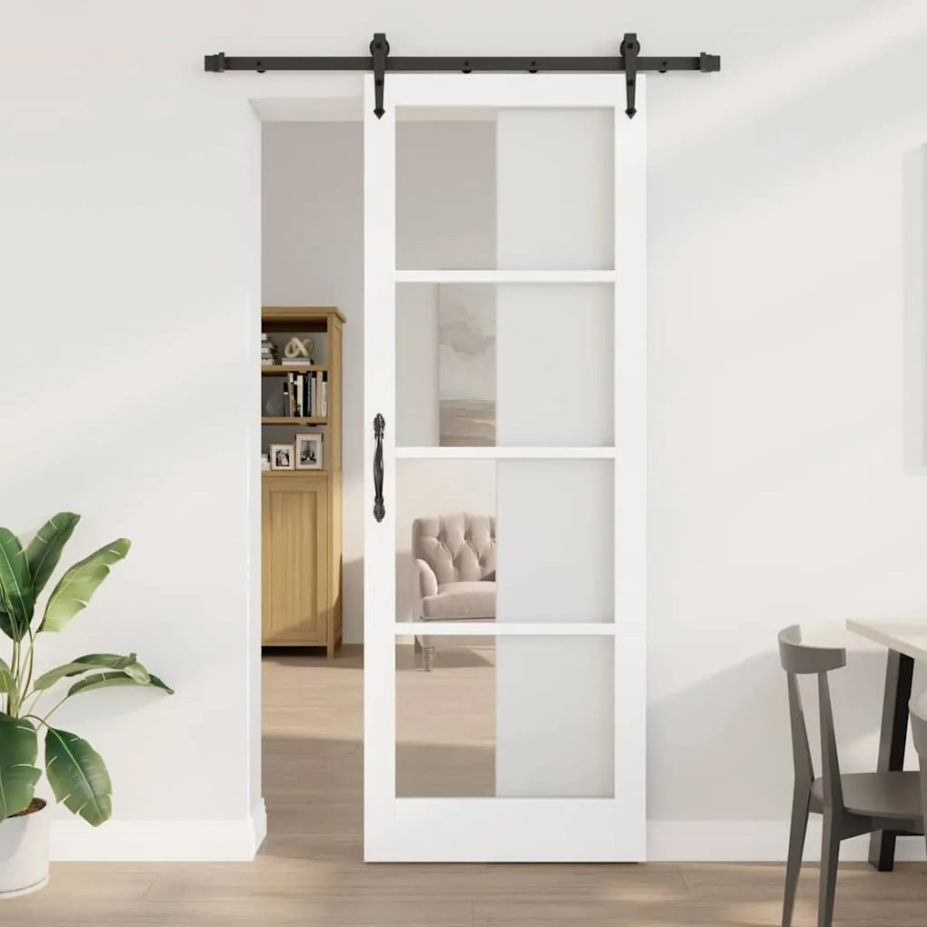 vidaXL Συρόμενη Πόρτα ORKDAL Λευκό 83 x 232 εκ. Ξύλο και μέταλλο