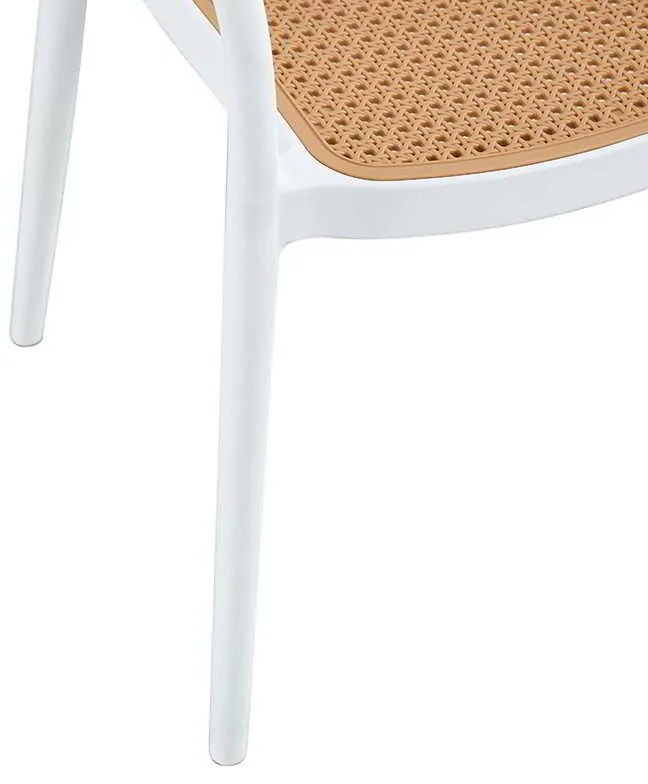 Πολυθρόνα Ember pakoworld με UV protection PP μπεζ- λευκό 52.5x56.5x81εκ.