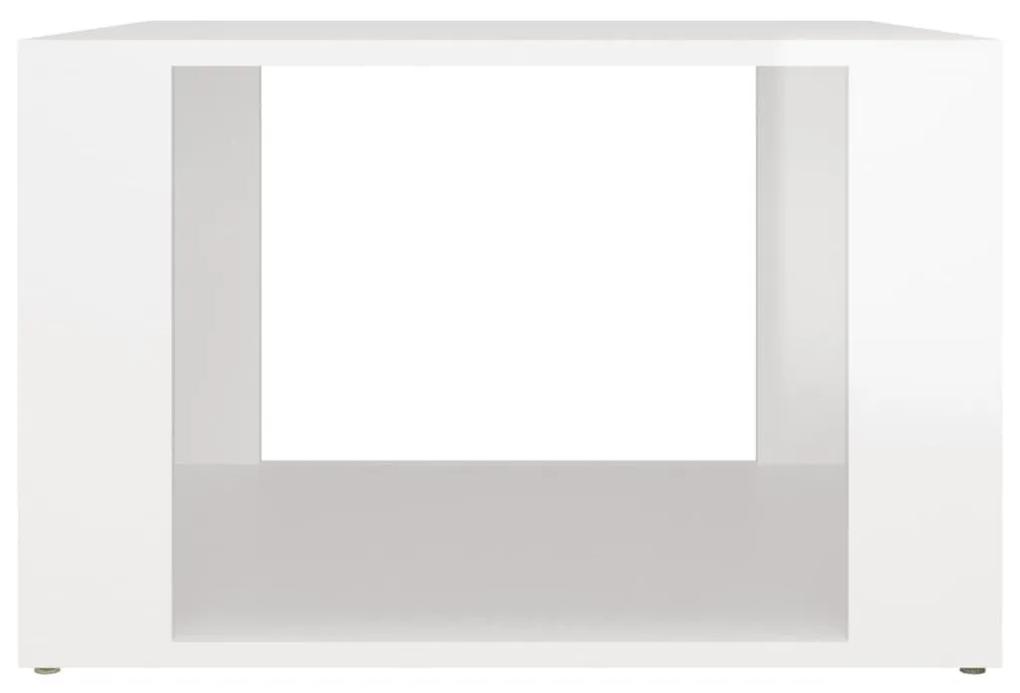 Κομοδίνο Γυαλ. Λευκό 57x55x36 εκ. από Επεξεργασμένο Ξύλο - Λευκό