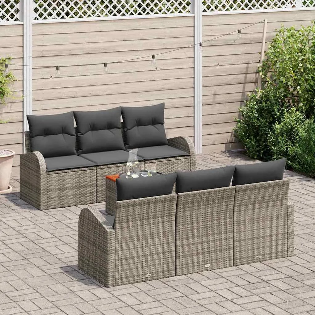 vidaXL Σετ Καναπέ Κήπου 7 pcs Γκρι Πολυ ράταν