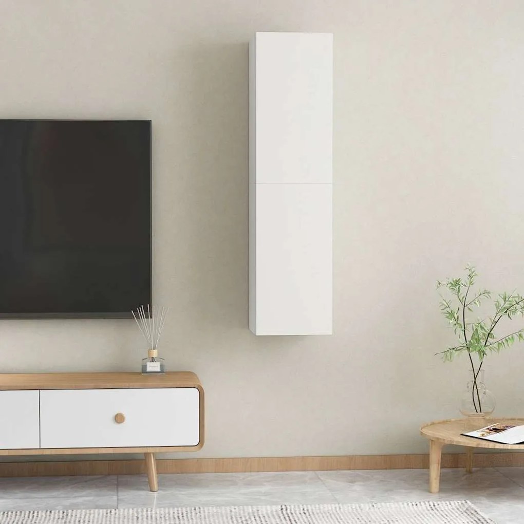 vidaXL Έπιπλα Τηλεόρασης 2 τεμ. Λευκά 30,5x30x60 εκ. από Επεξ. Ξύλο