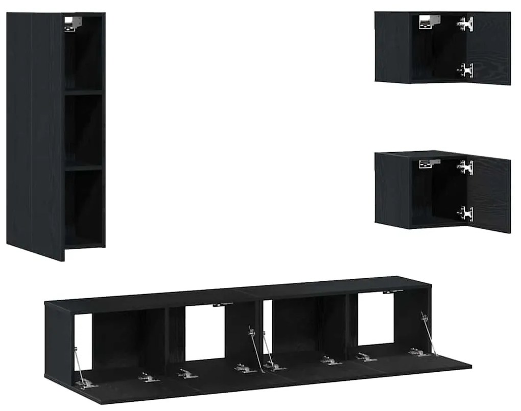 vidaXL Σετ Τηλεοπτικής Ντούσας 5 pcs Μαύρη δρυς 160 x 30 x 30.5 εκ.