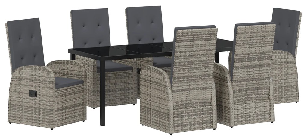 vidaXL Ανακλινόμενες Καρέκλες Κήπου 7 pcs Γκρι 200 x 80 x 73 εκ