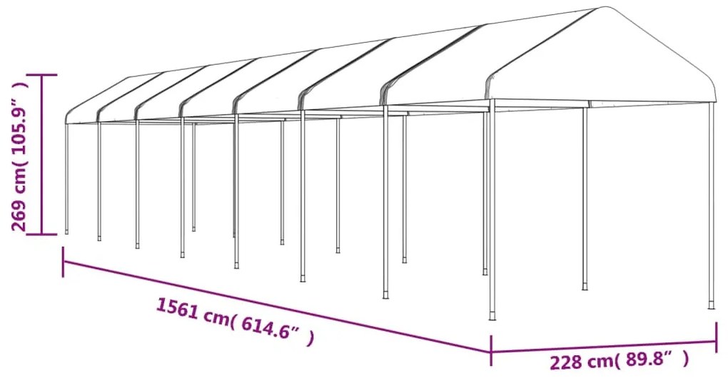 vidaXL Κιόσκι με Τέντα Λευκό 15,61 x 2,28 x 2,69 μ. από Πολυαιθυλένιο