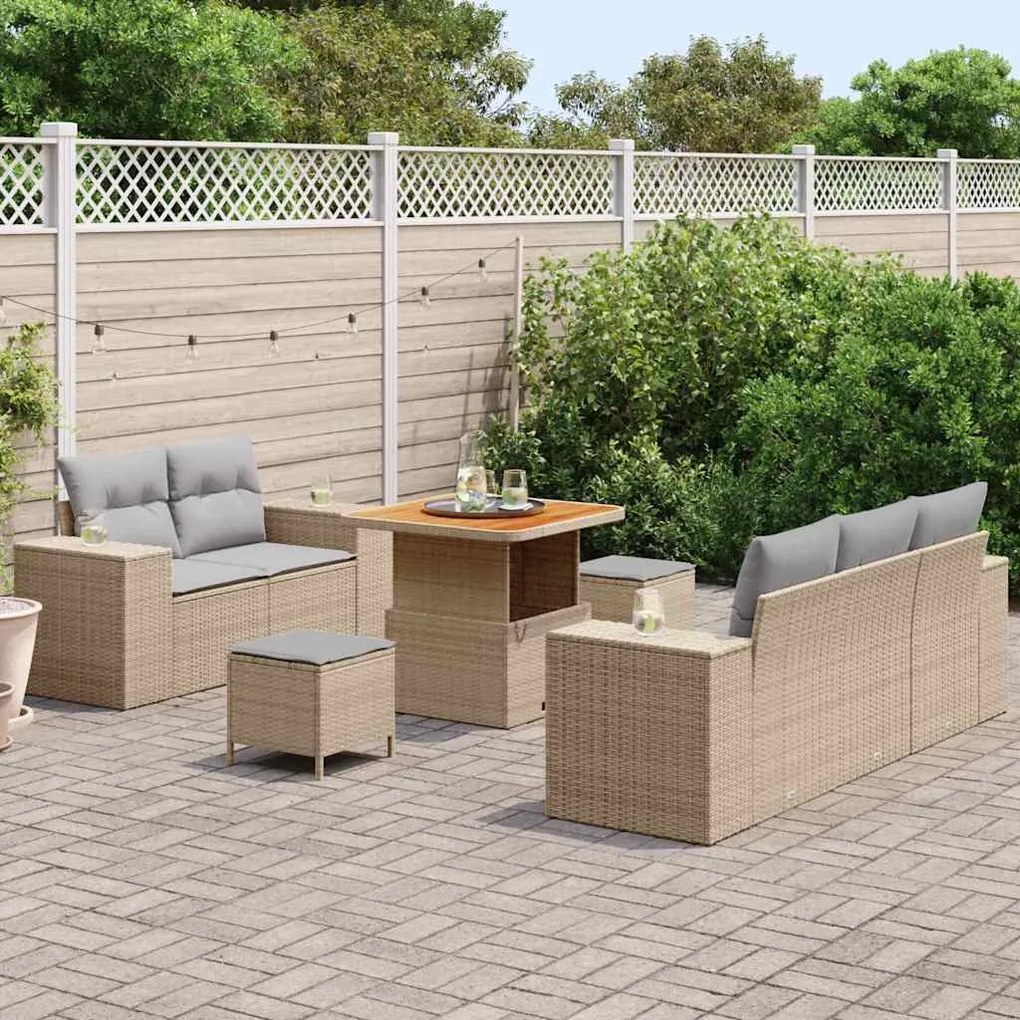 vidaXL Σετ Καναπέ Κήπου 8 pcs Μπεζ συνθετικό ρατάν