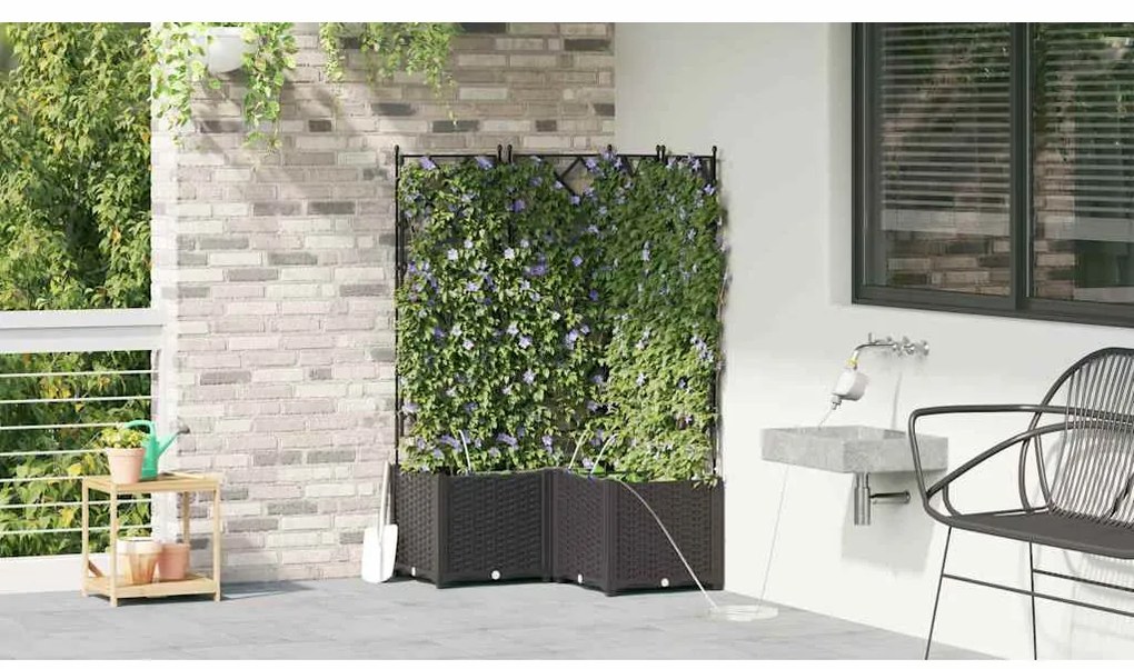 vidaXL Ζαρντινιέρες κήπου Μαύρο 80 x 80 x 142 cm Ατσάλι