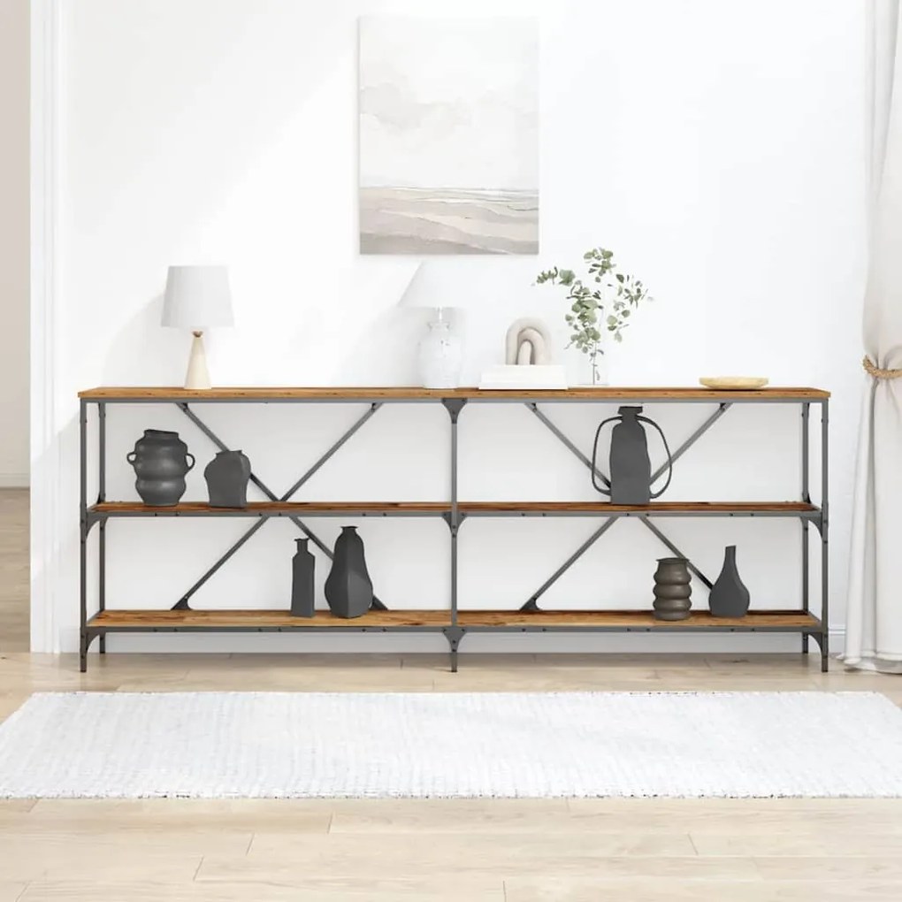 vidaXL Τραπέζι Κονσόλας με ράφι Παλιό Ξύλο 200 x 30 x 75 εκ