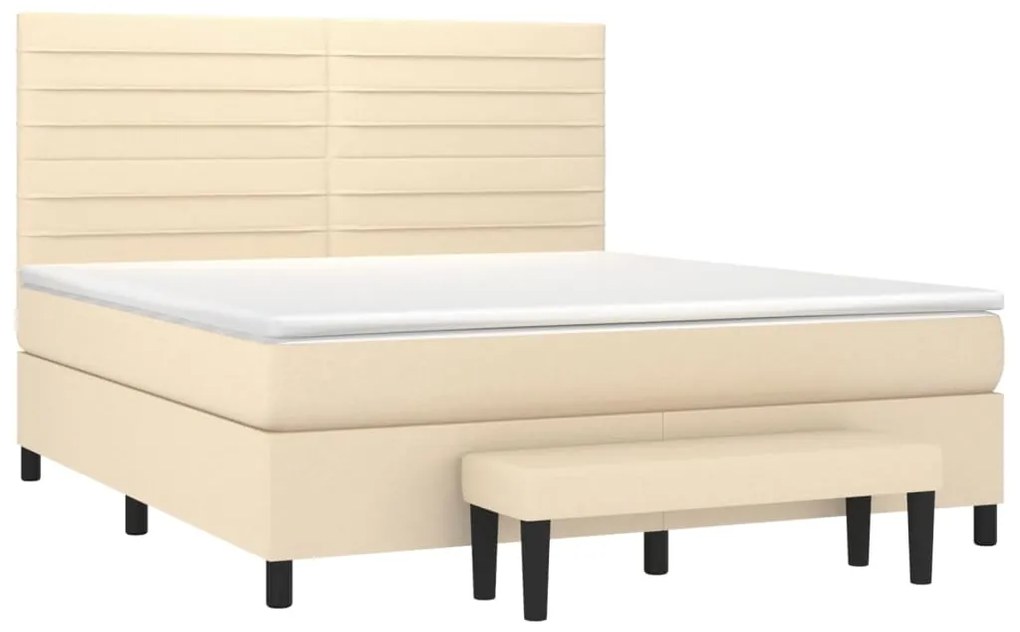 vidaXL Κρεβάτι Boxspring με Στρώμα Κρεμ 160x200 εκ. Υφασμάτινο