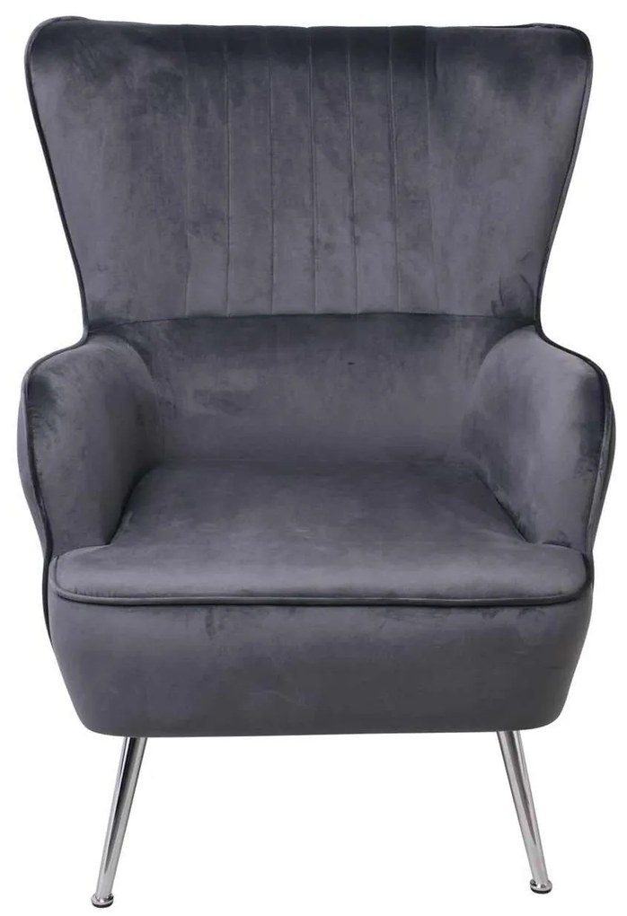 Πολυθρόνα CROMA Ύφασμα Γκρι Velure 76x80x104cm