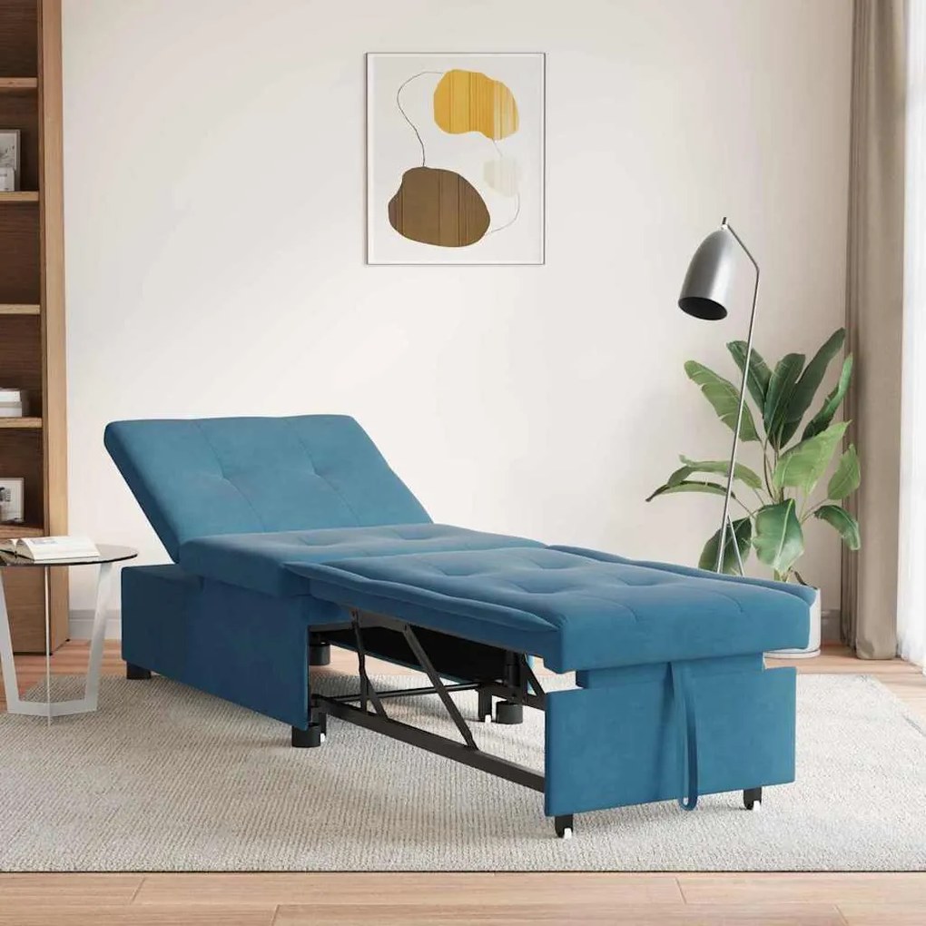 vidaXL Καναπές Κρεβάτι 3-in-1 Pull-Out Σχεδιασμός Μπλε Βελούδο