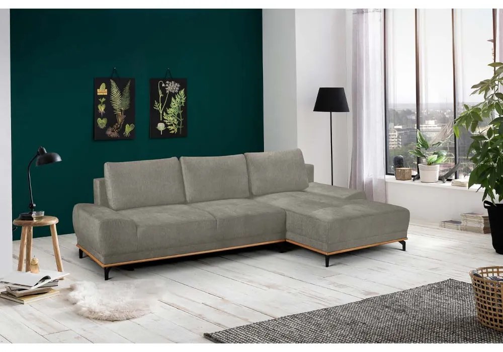 NATURA ΚΑΝΑΠΕΣ ΚΡΕΒΑΤΙ ΓΩΝΙΑ ΔΕΞΙΑ TAUPE 283x164x90 - 70-0398