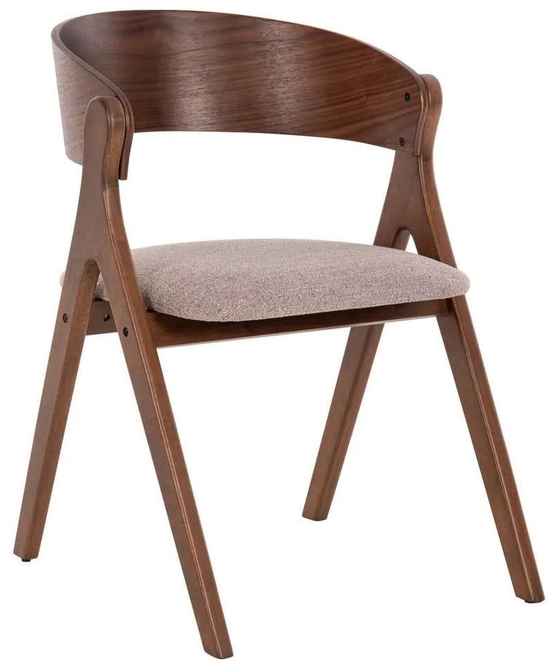 Καρέκλα Nekker HM9739.02 56x55x78cm Ύφασμα &amp; Rubberwood Walnut-Beige Rubberwood,Ύφασμα