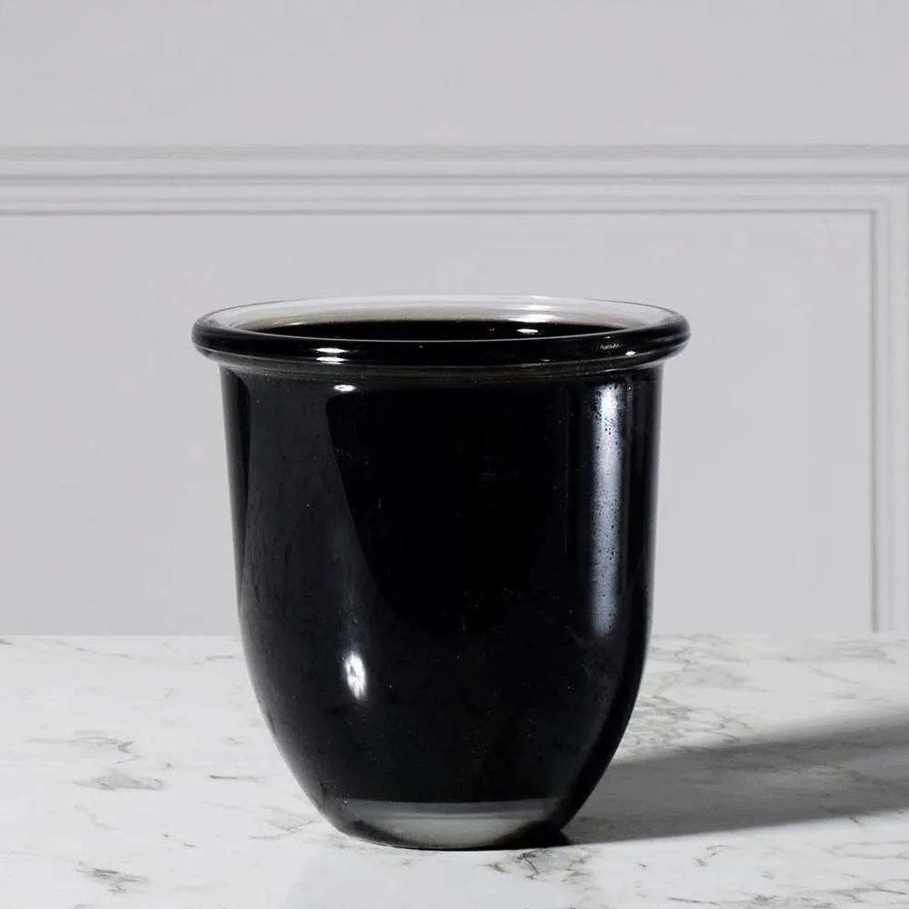 Βάζο Γυάλινο 7920-8 15x15x17cm Black Supergreens Glass