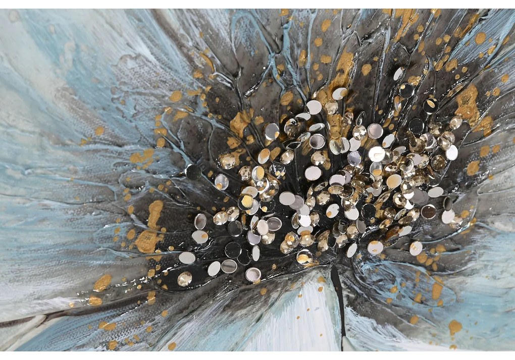 Καμβάς Home ESPRIT Μπλε Χρυσό Λουλούδι Shabby Chic 60 x 3 x 90 cm (x2)