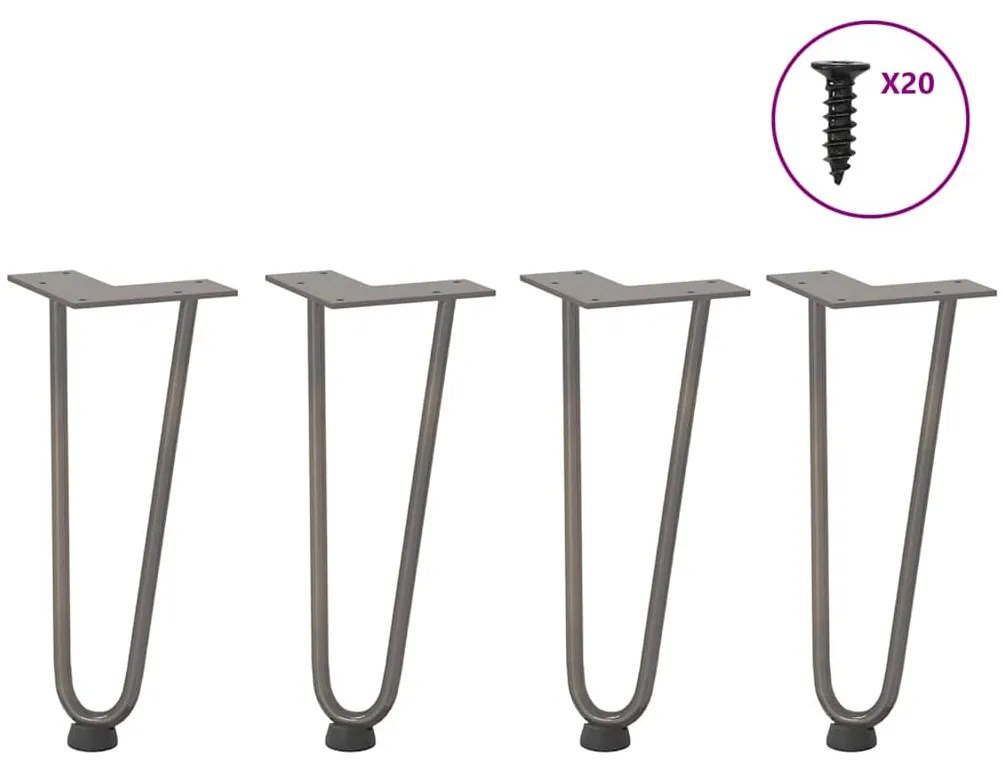 Πόδια Φουρκέτας για Τραπεζάκι Σαλονιού 4 τεμ. από Φυσικό Ατσάλι 30 εκ. από Μασίφ Ατσάλι