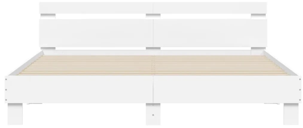 vidaXL Πλαίσιο Κρεβατιού με Κεφαλάρι Λευκό 160x200 εκ. Επεξ. Ξύλο