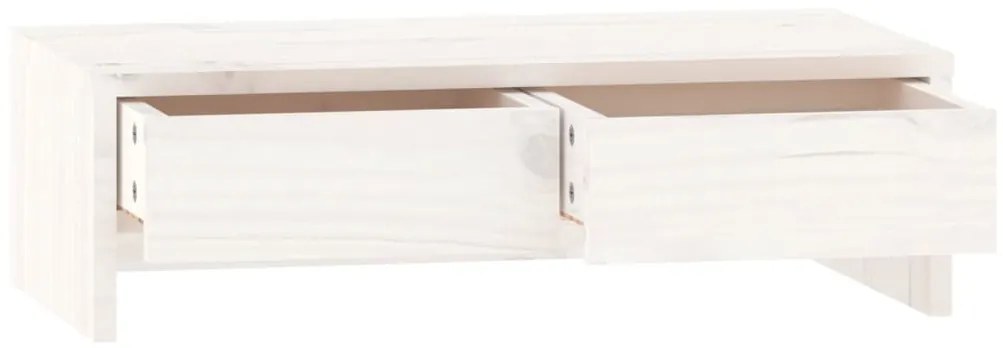 vidaXL Βάση Οθόνης Λευκή 50 x 27 x 15 εκ. από Μασίφ Ξύλο Πεύκου