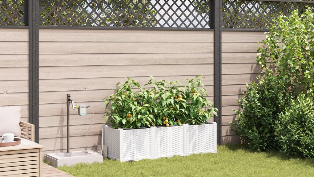 vidaXL Γλάστρες Κήπου 1 τεμ Λευκό 120 x 40 x 37.5 cm Πλαστικό